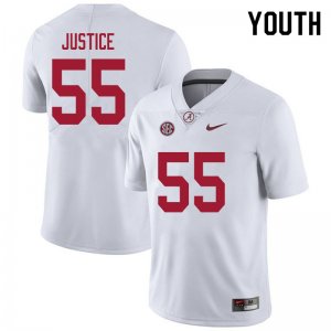 NCAA Youth Alabama Crimson Tide #55 Kevin Justice Stitched College 2020 Nike Authentic White Football Jersey SR17R34ED